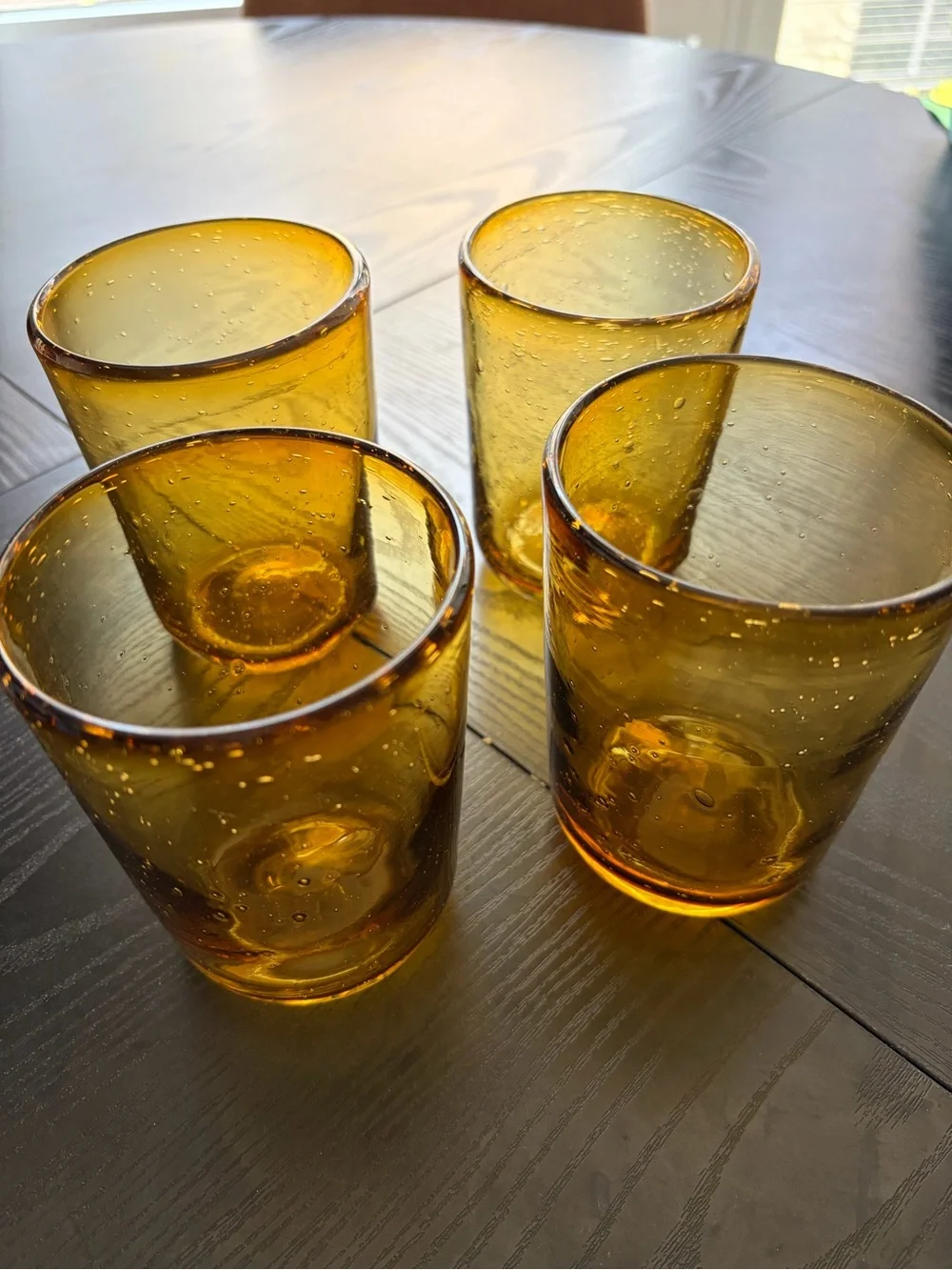 Amber Bubble Glass Tumbler - Set of 4